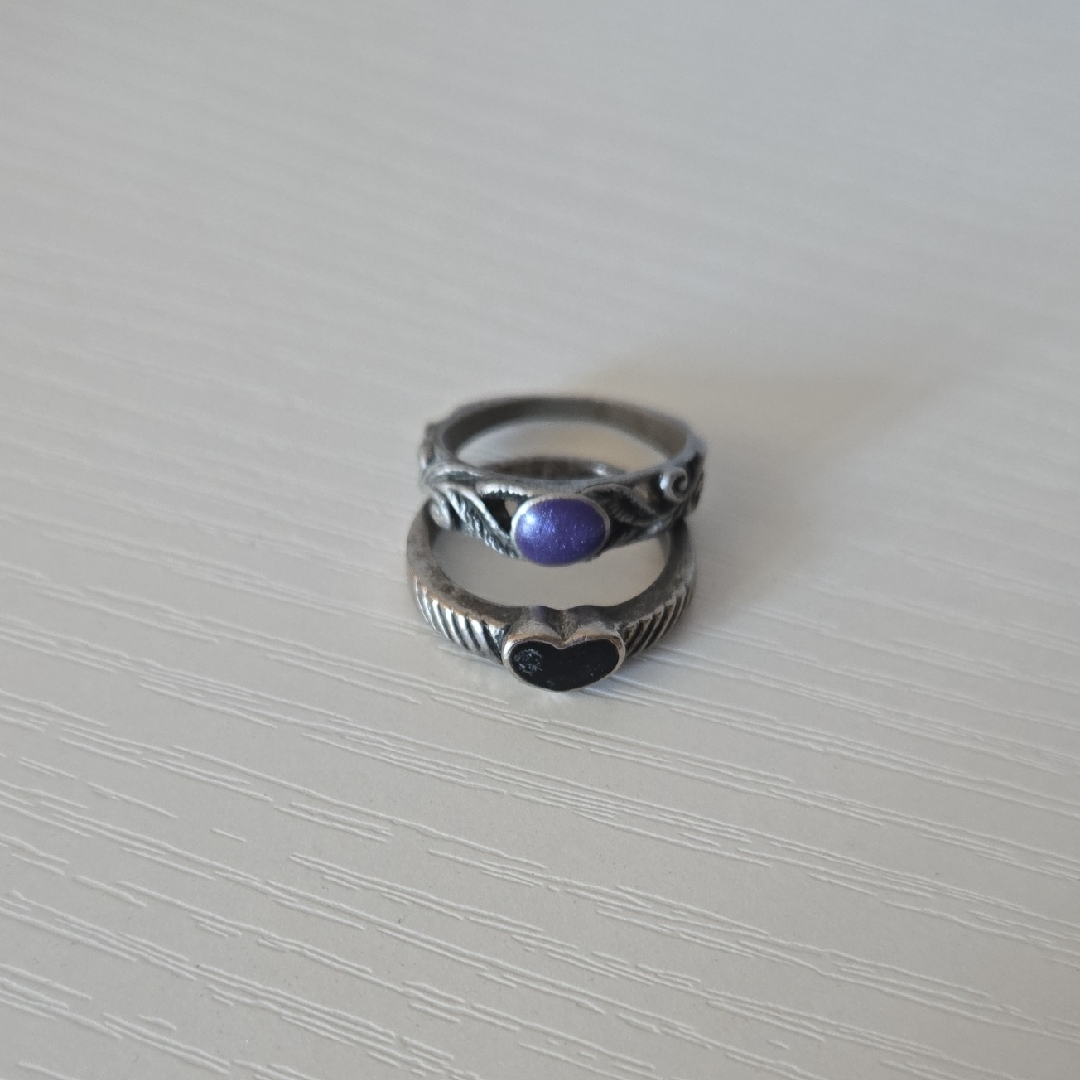Chic Purple And Black Heart Ring Set 10$